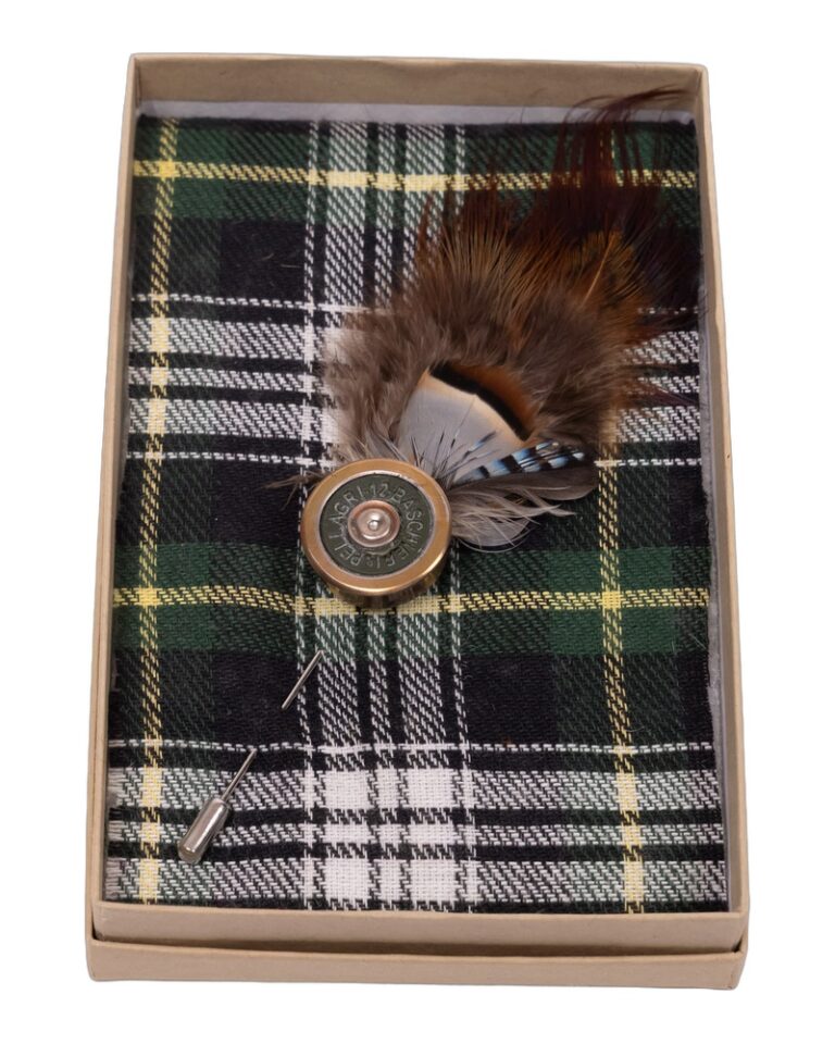 Fine Feathers Shotgun Cartridge Lapel Pin with Feather