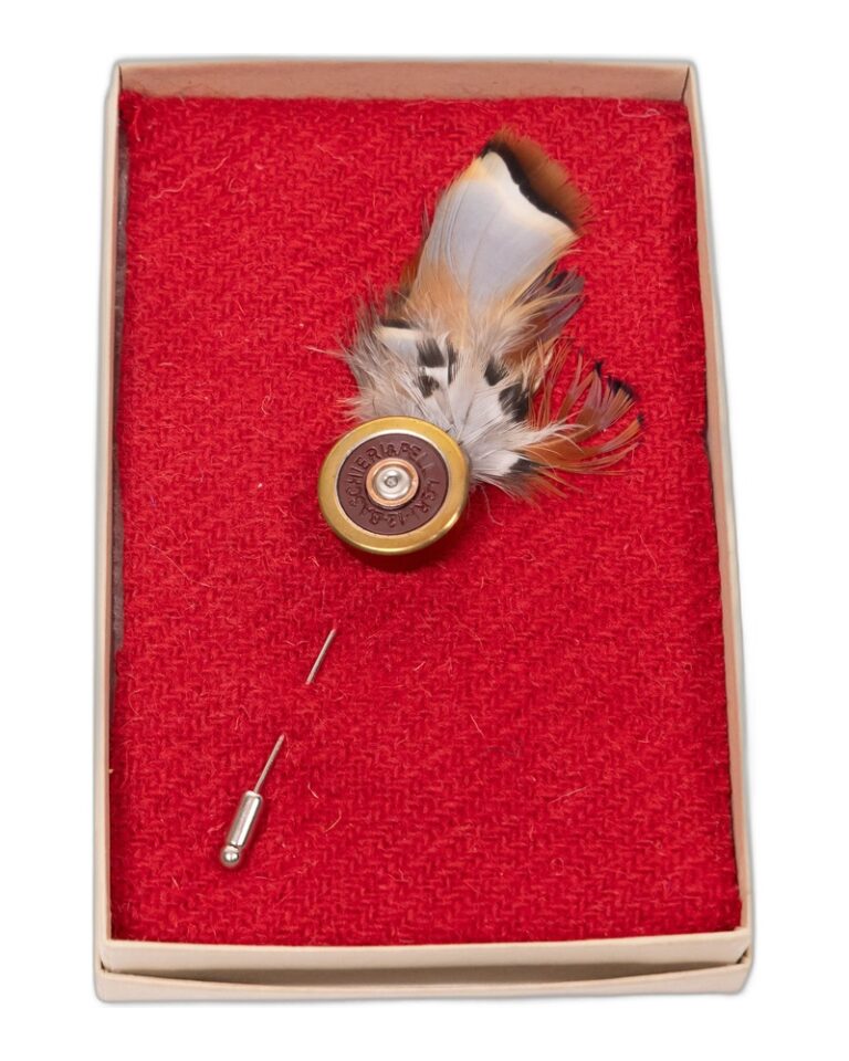 Fine Feathers Shotgun Cartridge Lapel Pin
