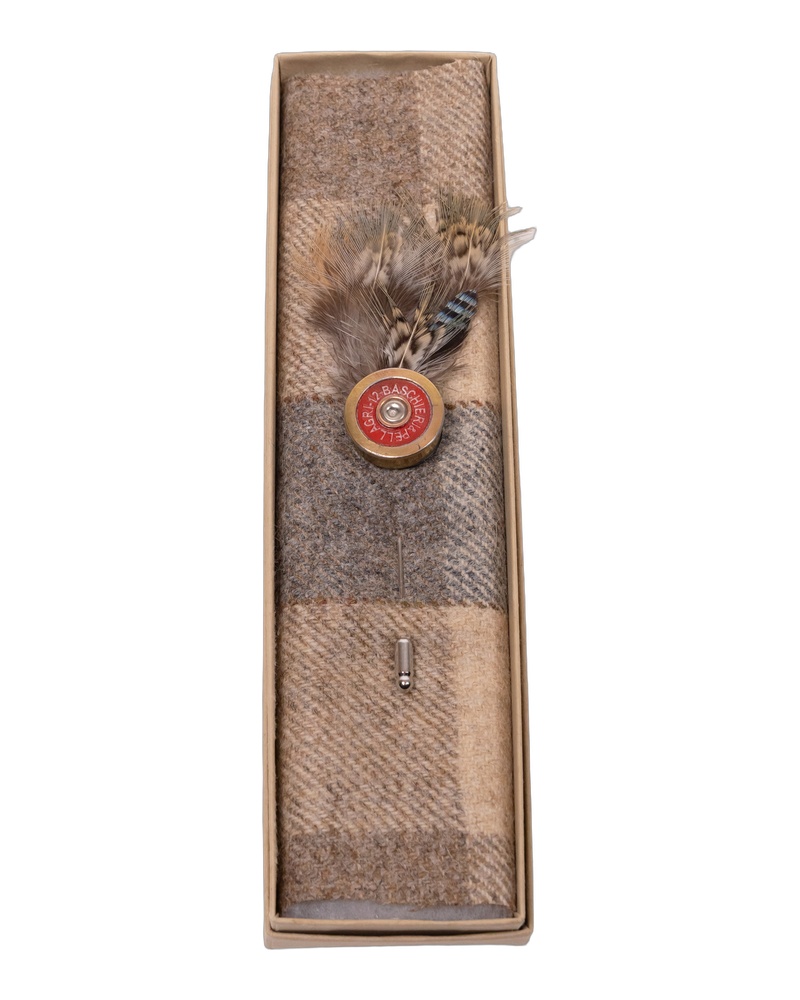 Fine Feathers Shotgun Shell Feather Lapel Pin