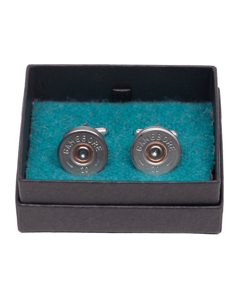 Fine Feathers Silver Metal Shotgun Shell Cufflinks