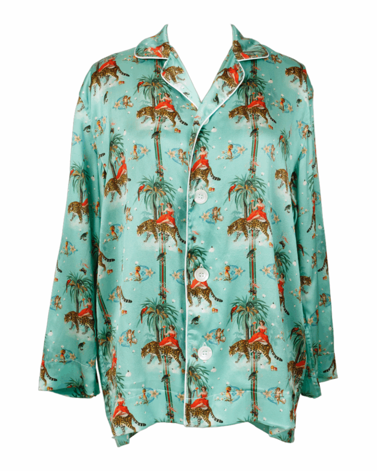 Garden of Eden Breakfast at Tiffany's Silk Pyjamas with Shorts (M)