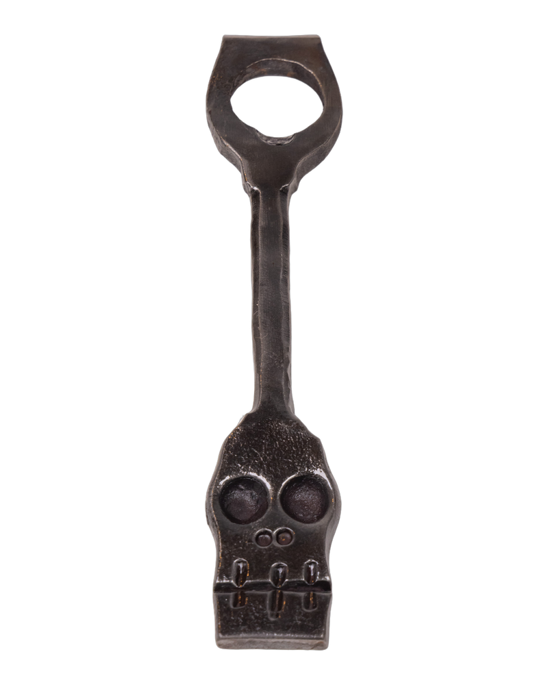 Hand Forged Steel Skull Bottle Opener with Loop