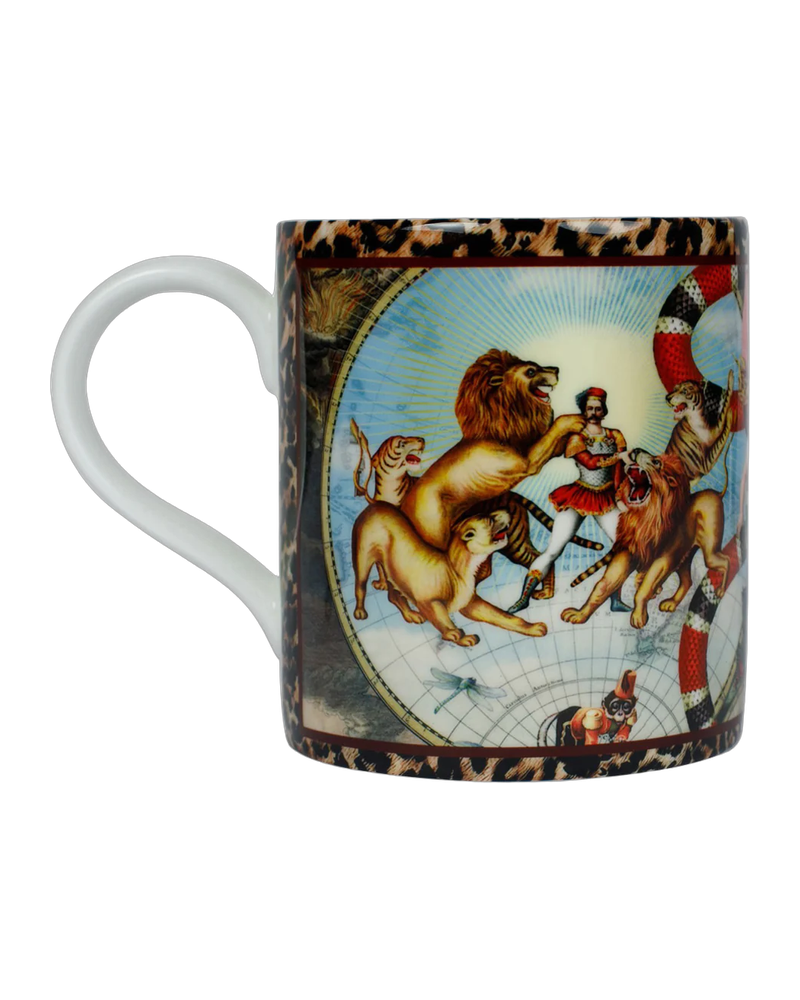‘Le Cirque Du Monde’ Bone China Coffee Cup Leopard Trim