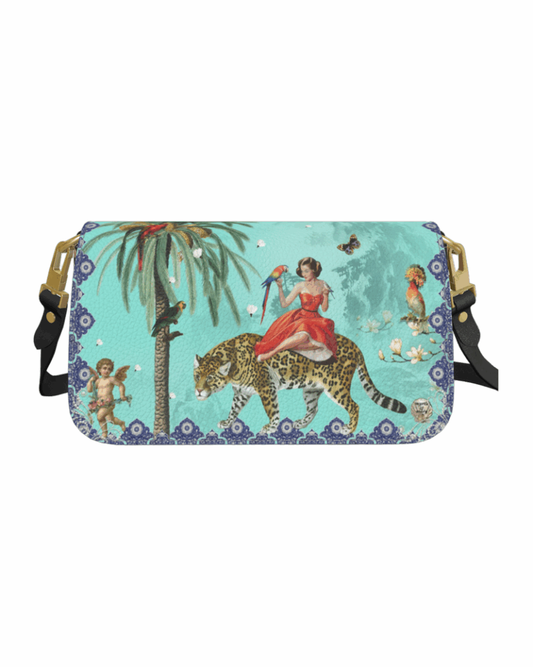 Mary Leather Cross Body Clutch - Turquoise