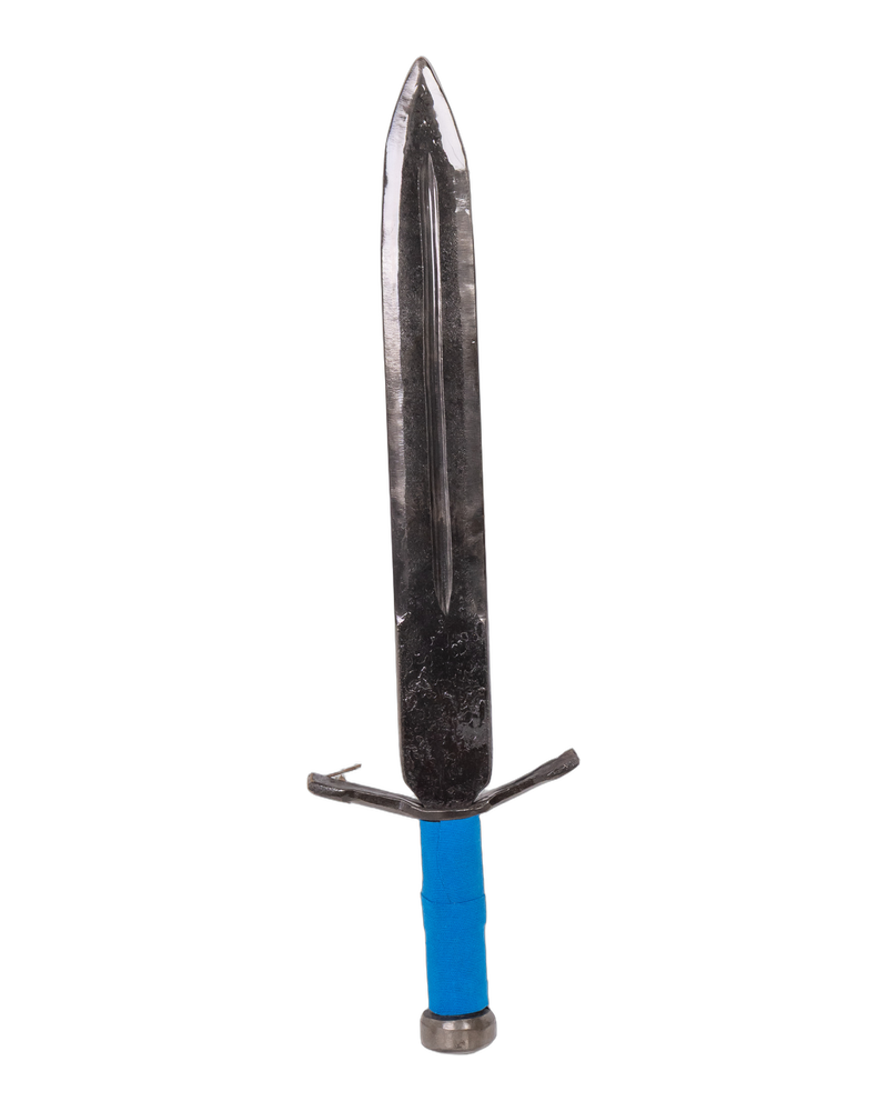 Metal Decorative Sword with Blue Wrapped Handle