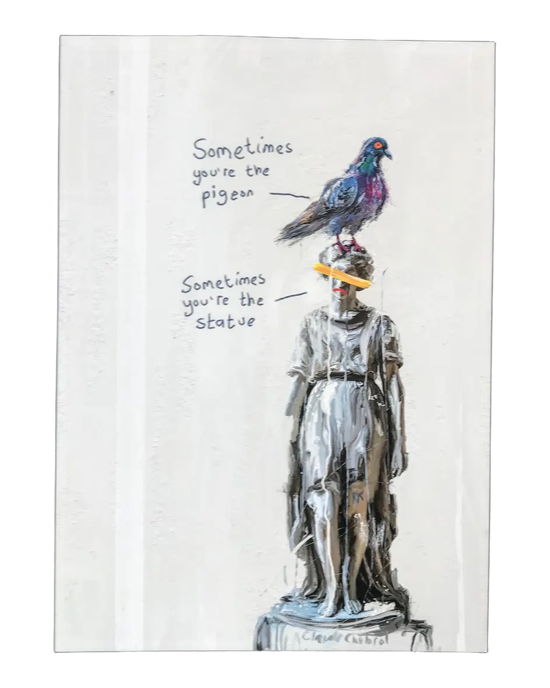 Pigeon vs. Statue – A3 by Rickydrewapiccy