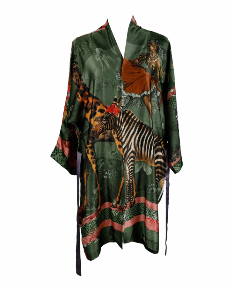 RiRi Olive Silk Kimono (Medium)
