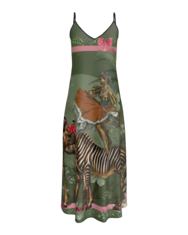 RiRi Silk Slip Dress – Olive (L)