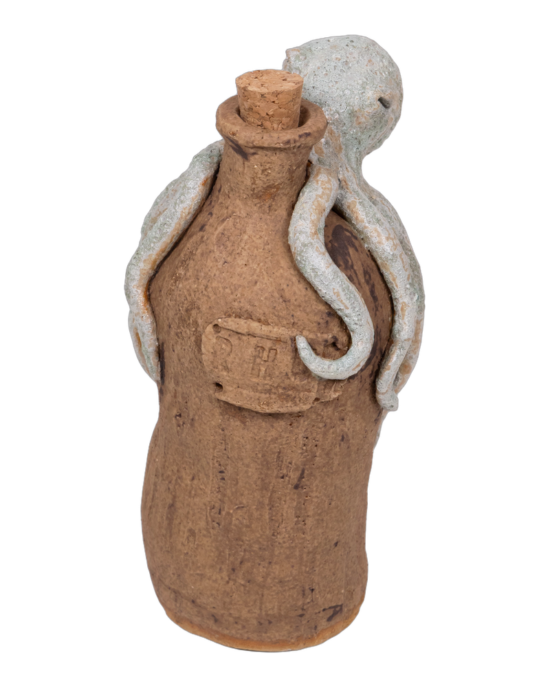 Sculptural Ceramic Bottle with Octopus Figure by Emilie in Belfast
