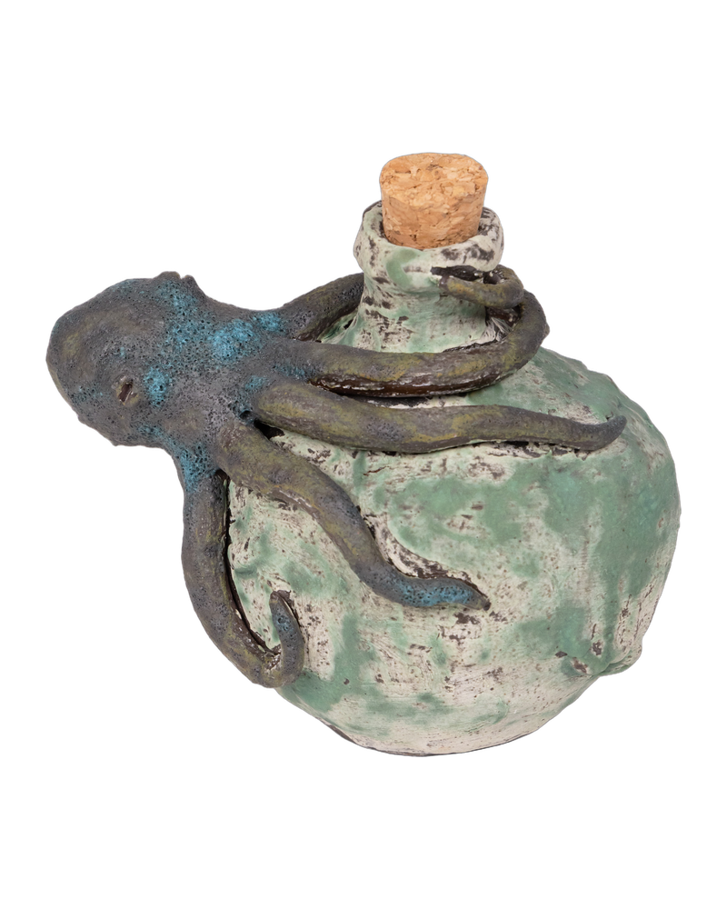 Unique Green Ceramic Octopus Bottle by Emilie in Belfast