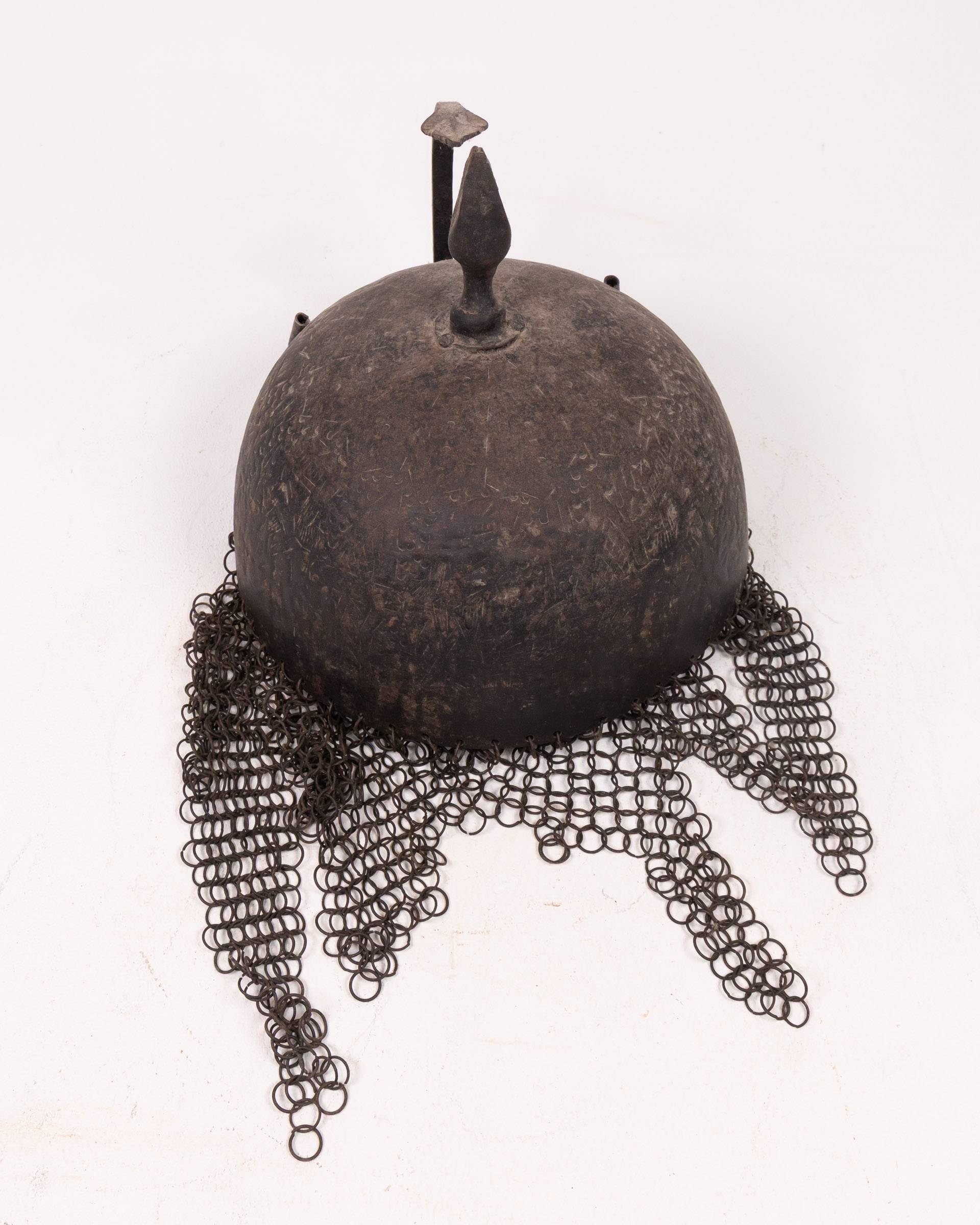 Antique Steel Kulah Khud Helmet with Chainmail