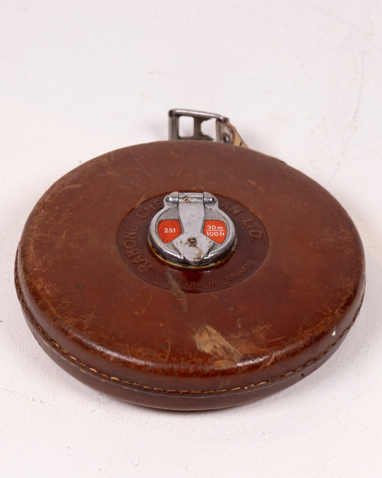 Vintage Rabone Chesterman Leather Tape Measure with Metal Details