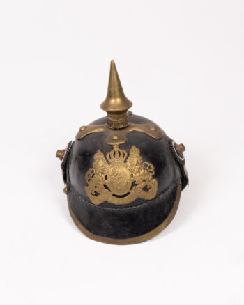 Reproduction Leather Pickelhaube Helmet with Brass Fittings
