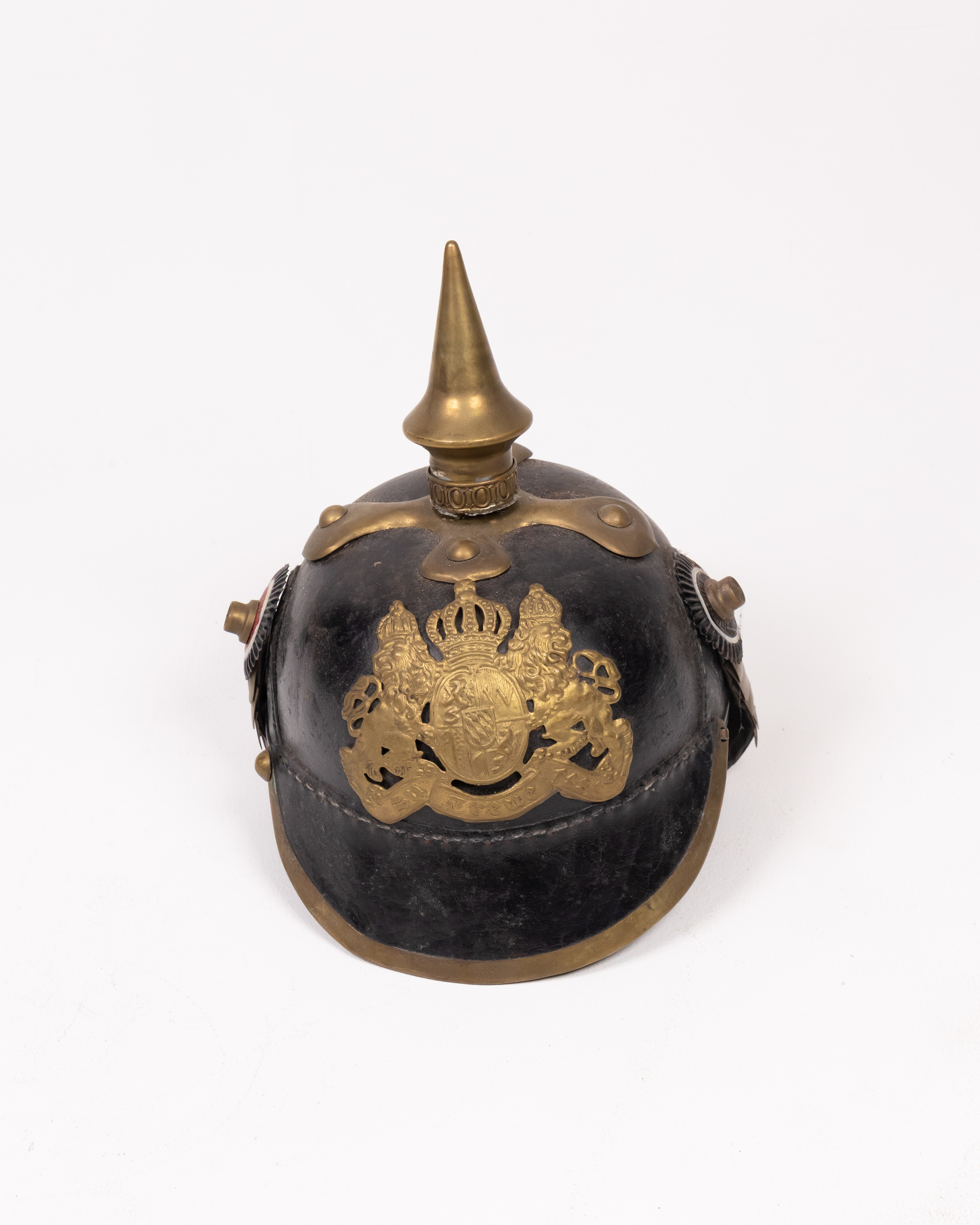 Reproduction Leather Pickelhaube Helmet with Brass Fittings