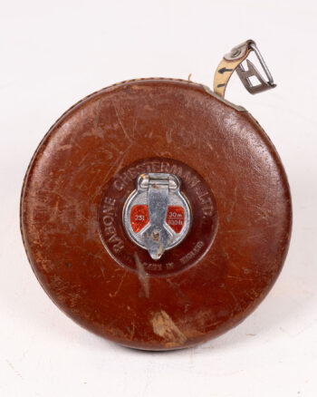 Vintage Rabone Chesterman Leather Tape Measure with Metal Details