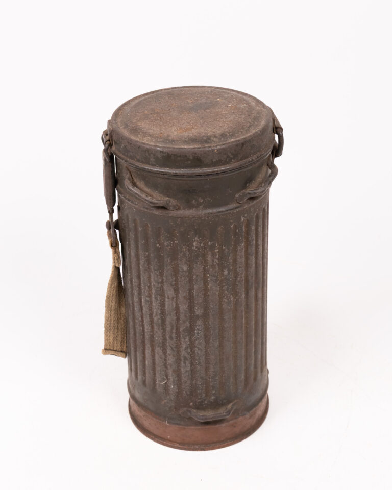 Vintage WWII  German Metal Gas Mask Canister with Strap