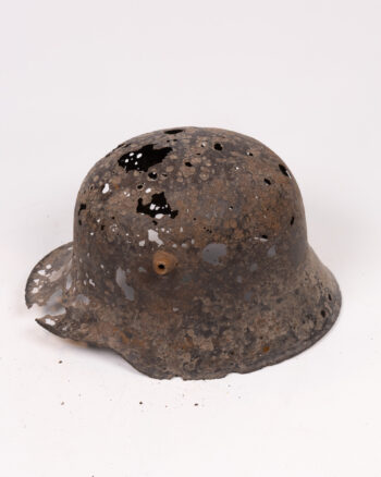 WWI German Steel Helmet with Battle Damage