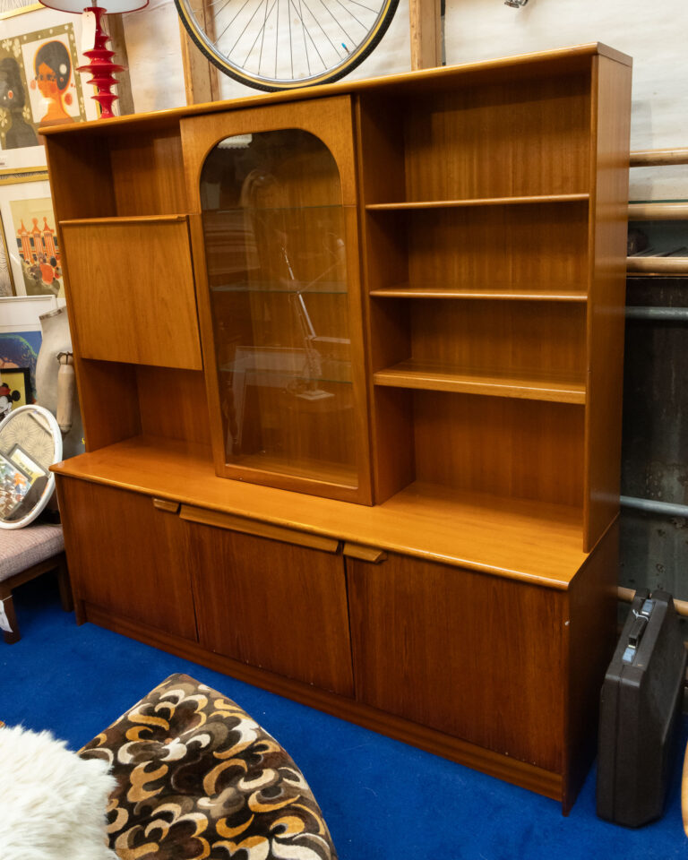 Mid-Century Teak drinks/display unit with Drop-Down Desk