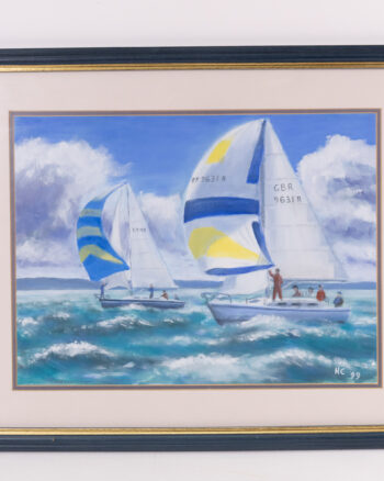 Sailing Boat Painting Framed, Signed 1999
