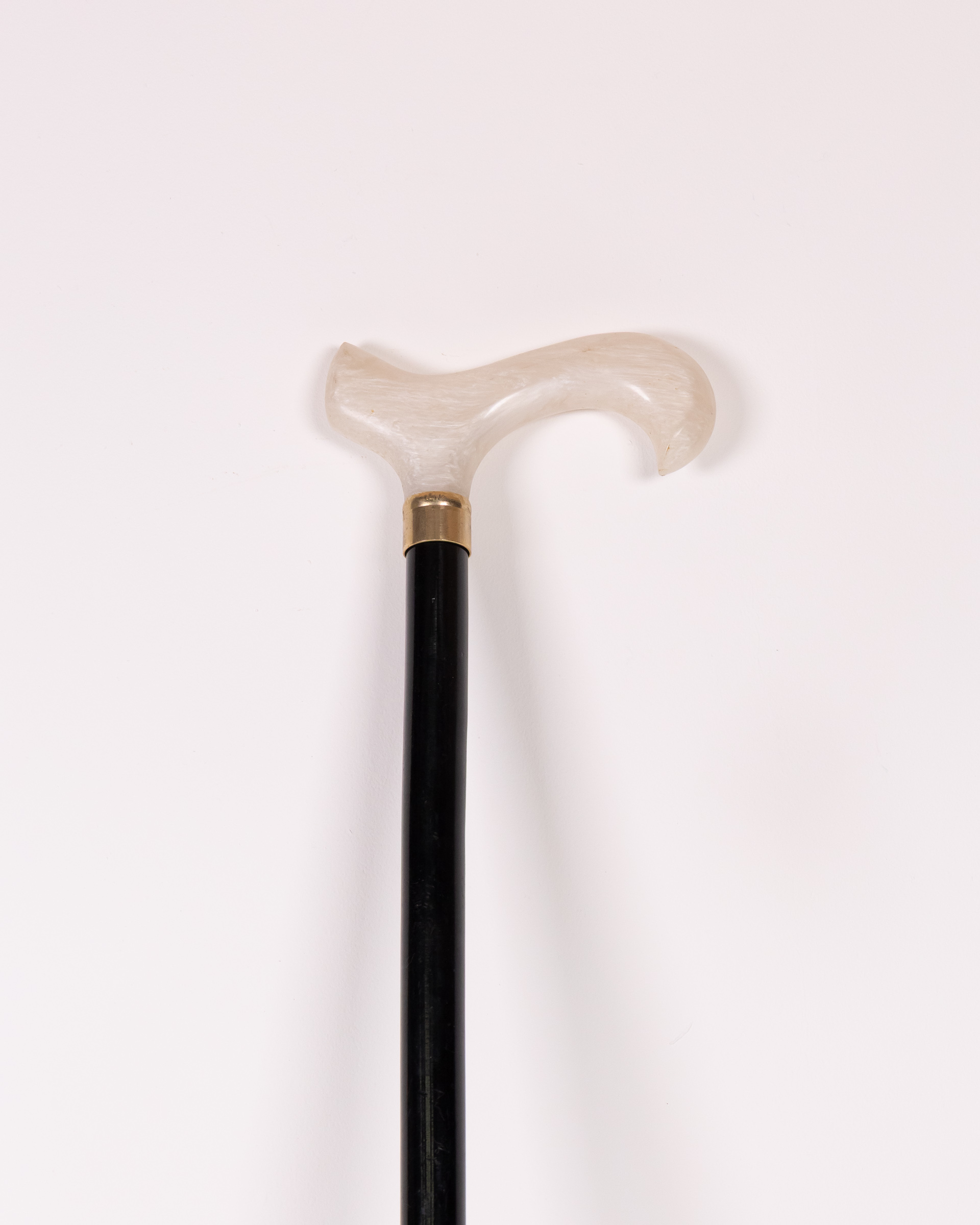 Vintage Black Wood Walking Stick with Cream Handle