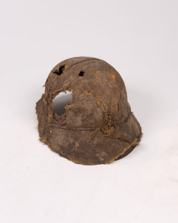 WWI Era Military Helmet with Fabric Covering