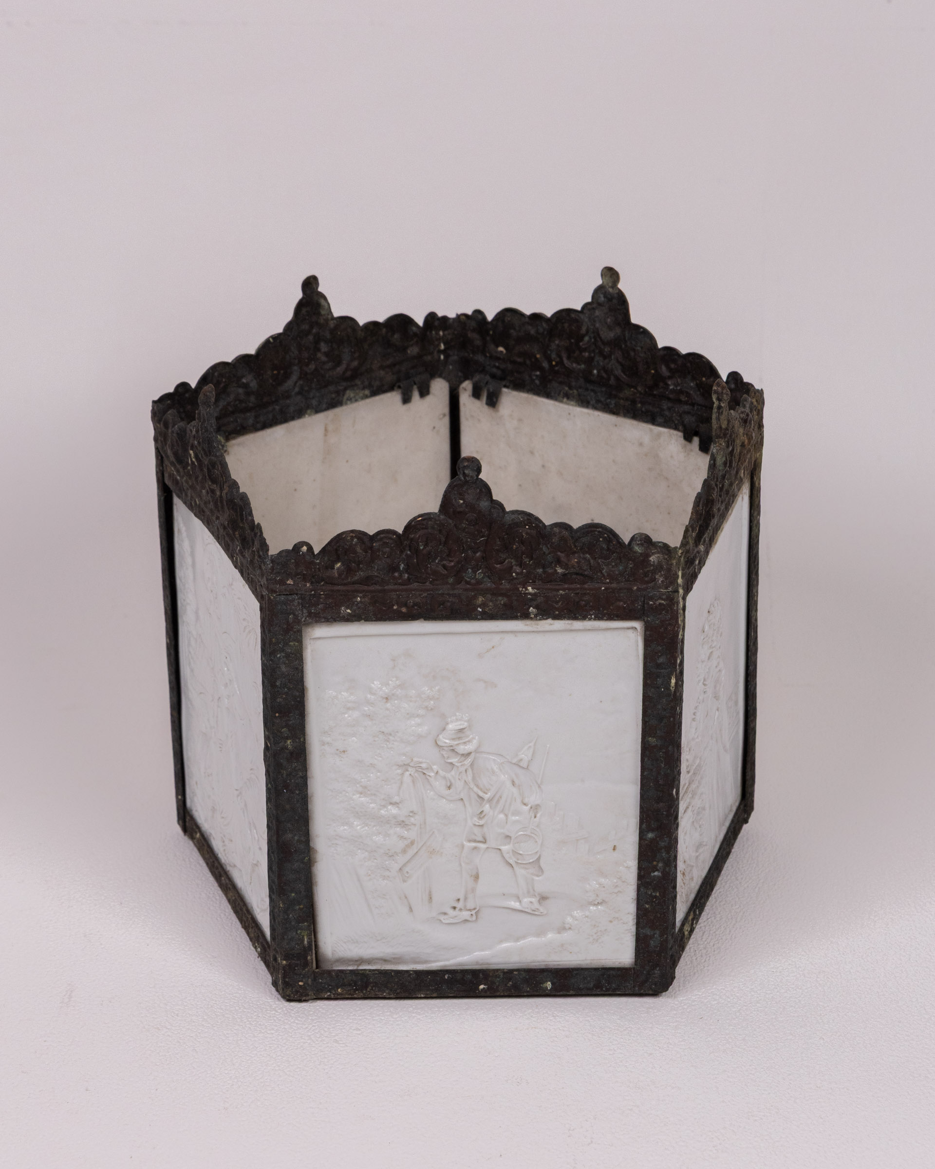 Antique Glass Lamp Shade with Embossed Detail