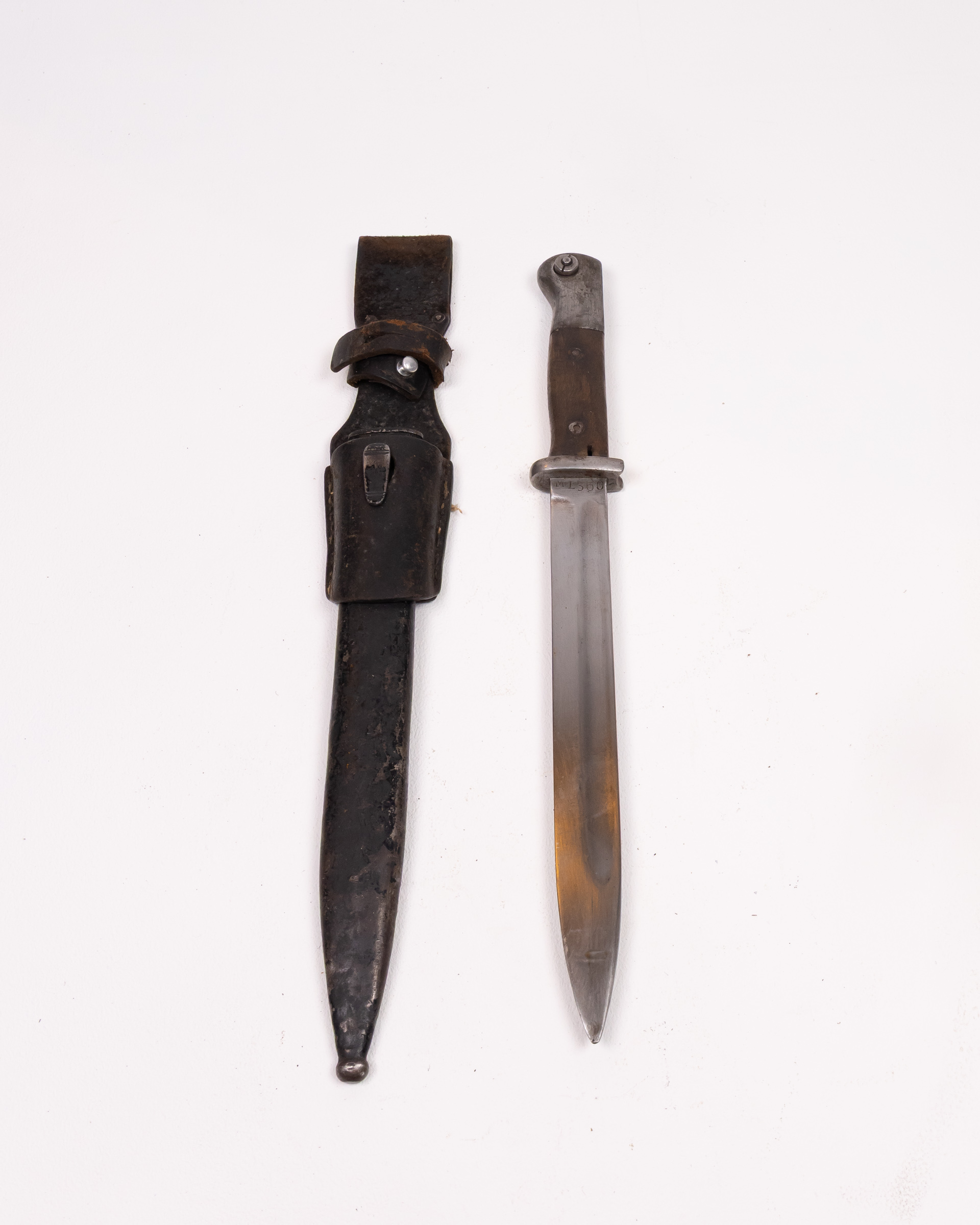 WwII German K98 Bayonet with Leather Sheath