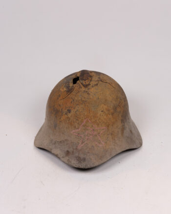 Vintage Russian Military Soviet Army Metal SSh-36 Helmet with Star Design