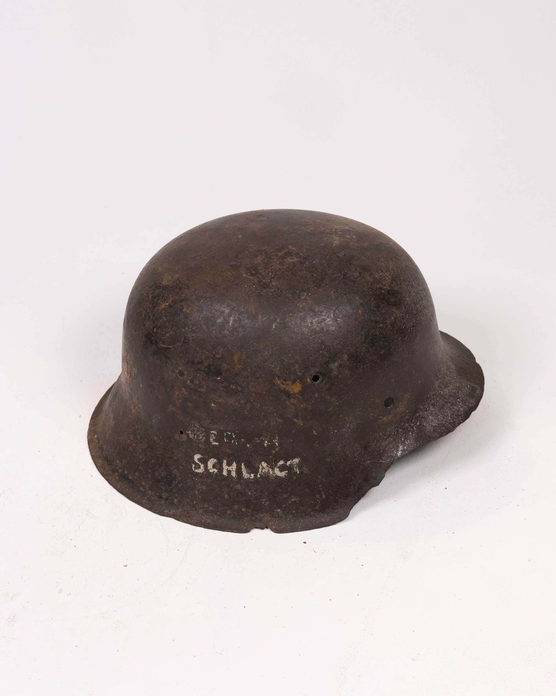 Vintage German M35 Steel Helmet with “Schlacht” Marking