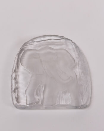 Lalique Style Elephant Glass Dish with Box