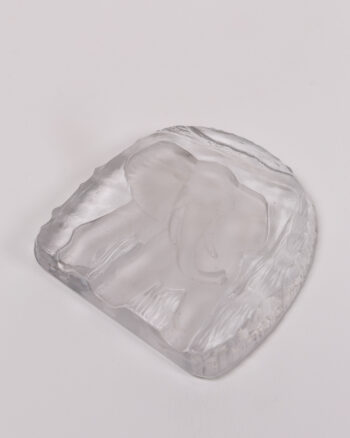 Lalique Style Elephant Glass Dish with Box