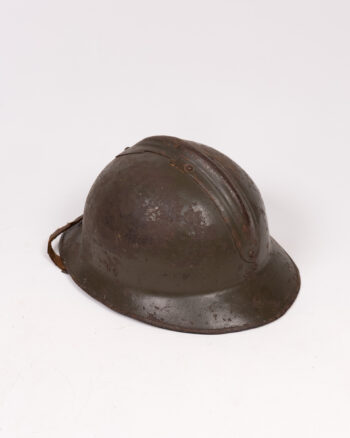 WWII French Steel Adrian Helmet with Leather Chinstrap