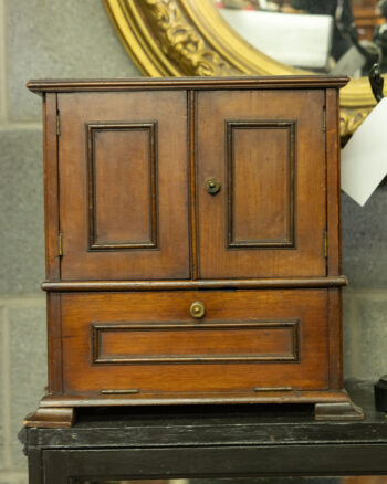 Antique Wood Cabinet with Single Drawer and Shelves