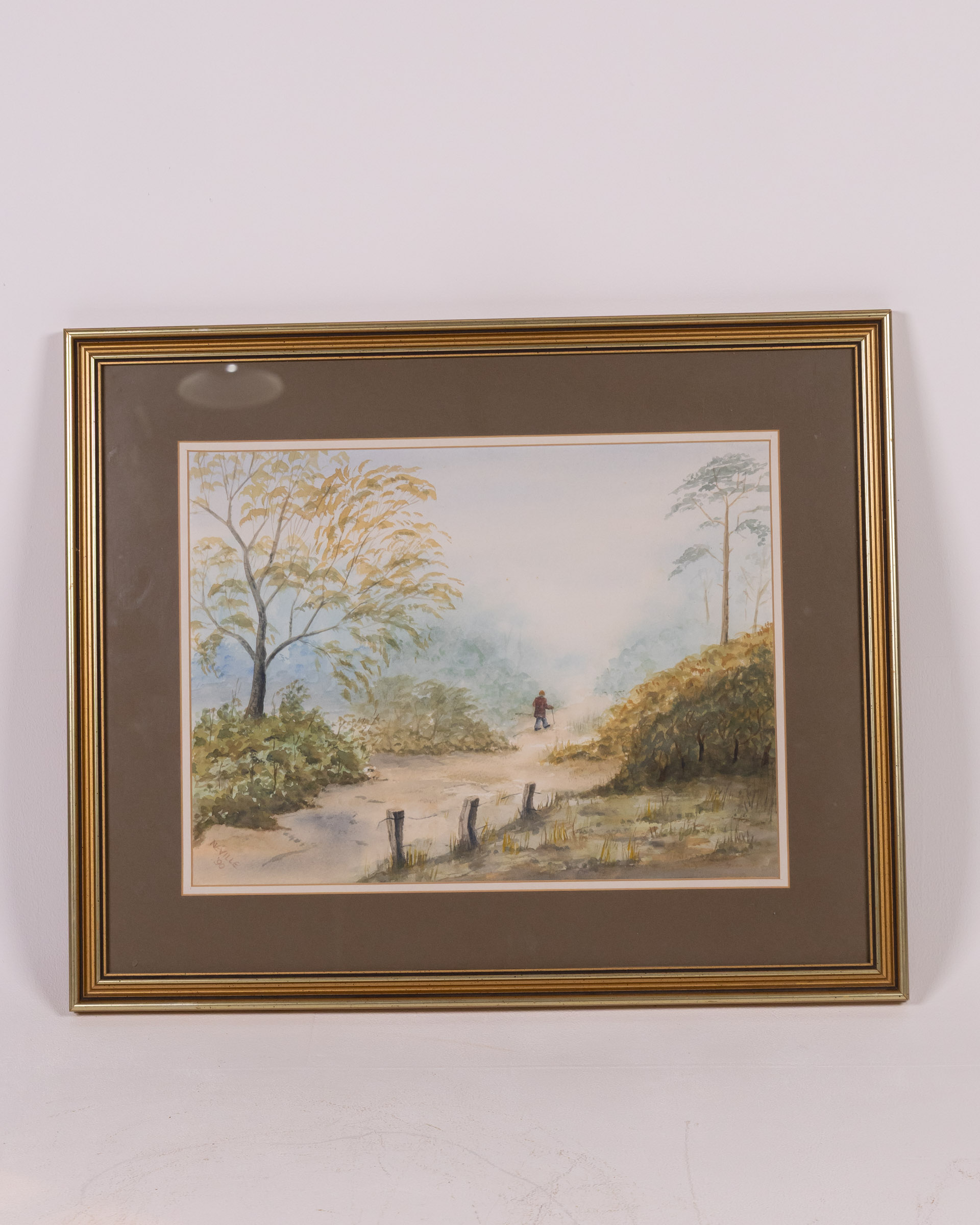 Framed Watercolour Painting with Landscape Scene