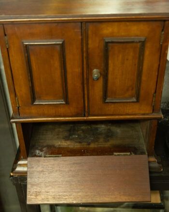 Antique Wood Cabinet with Single Drawer and Shelves