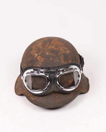 Vintage WW2 German Steel Helmet with  repro Goggles