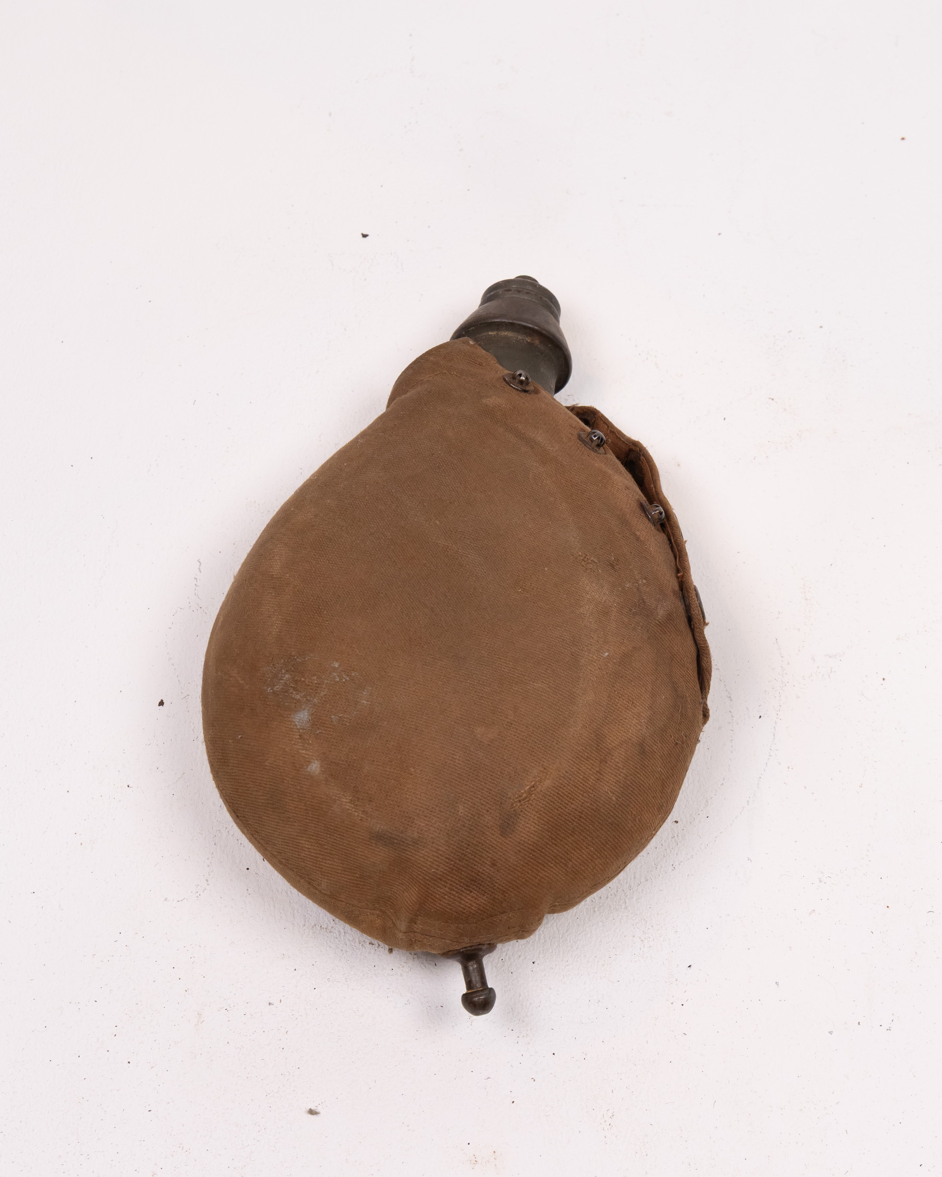 Vintage WWII German Military Metal Water Canteen with Fabric Cover