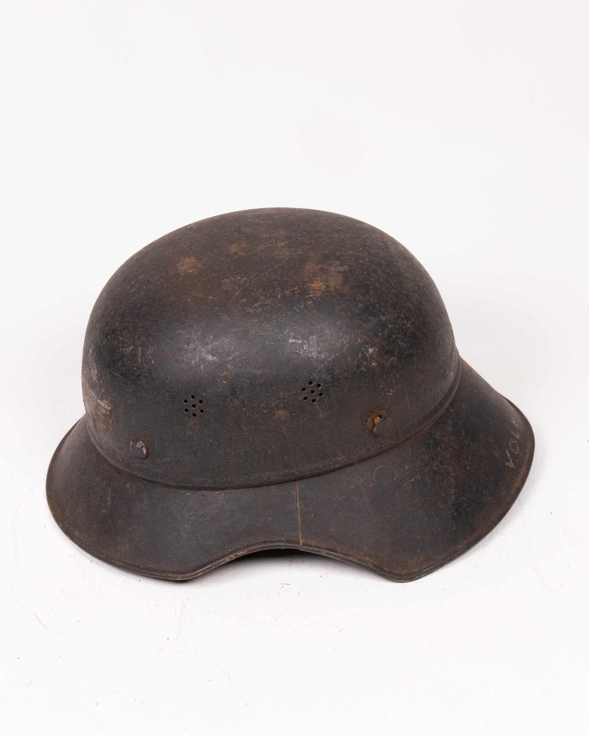 Vintage German M17 Steel Combat Helmet with Volksturm Insignia