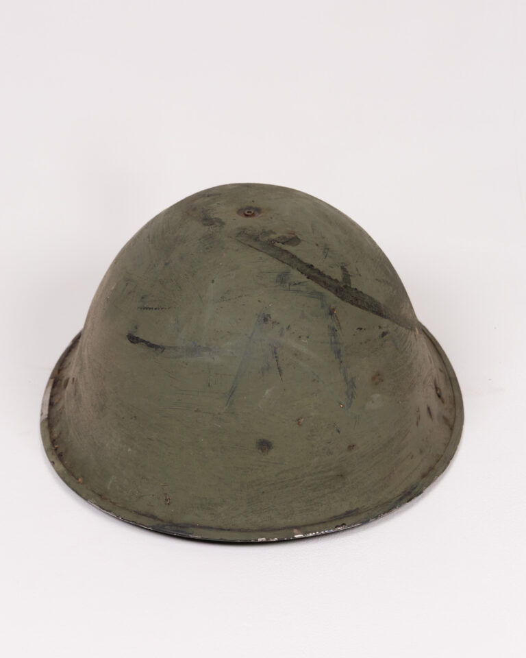 Vintage British Military Metal Helmet with Green Finish