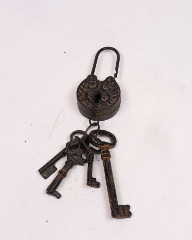 Vintage Style Metal Padlock with Decorative Keys