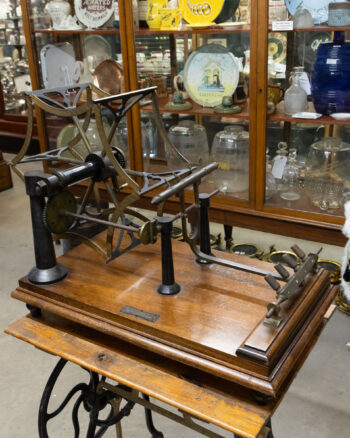 Antique Brass Spirometer with Wooden Base