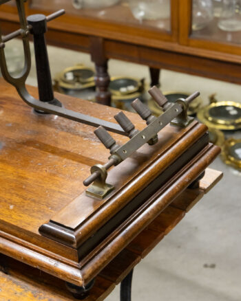 Antique Brass Spirometer with Wooden Base