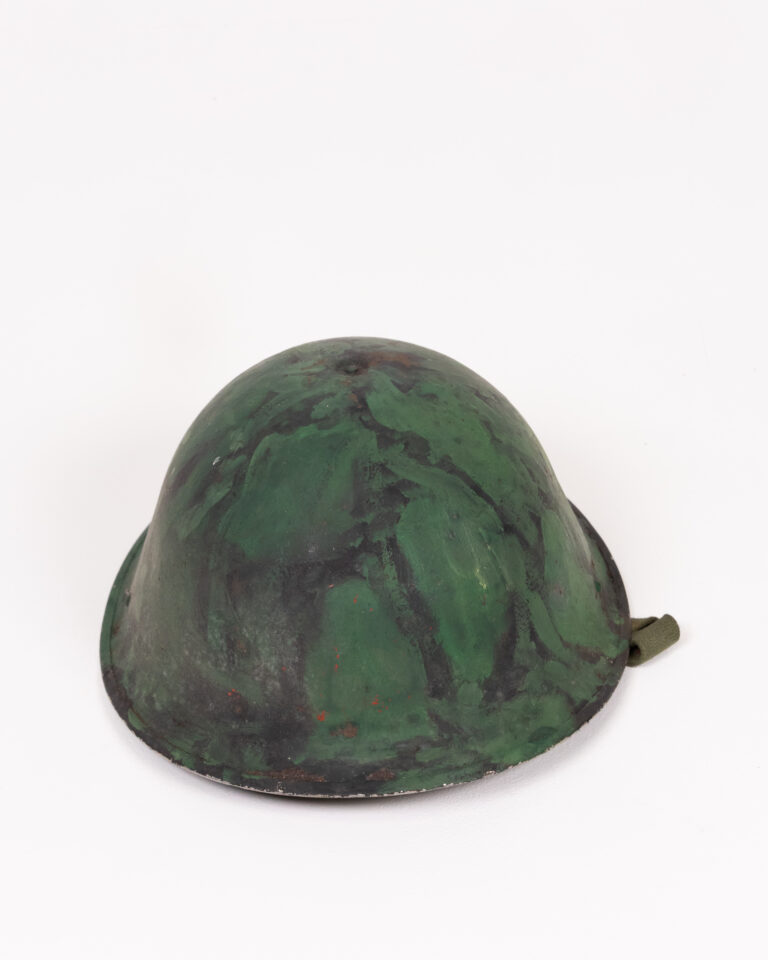 Vintage Metal Military Helmet with Chin Strap