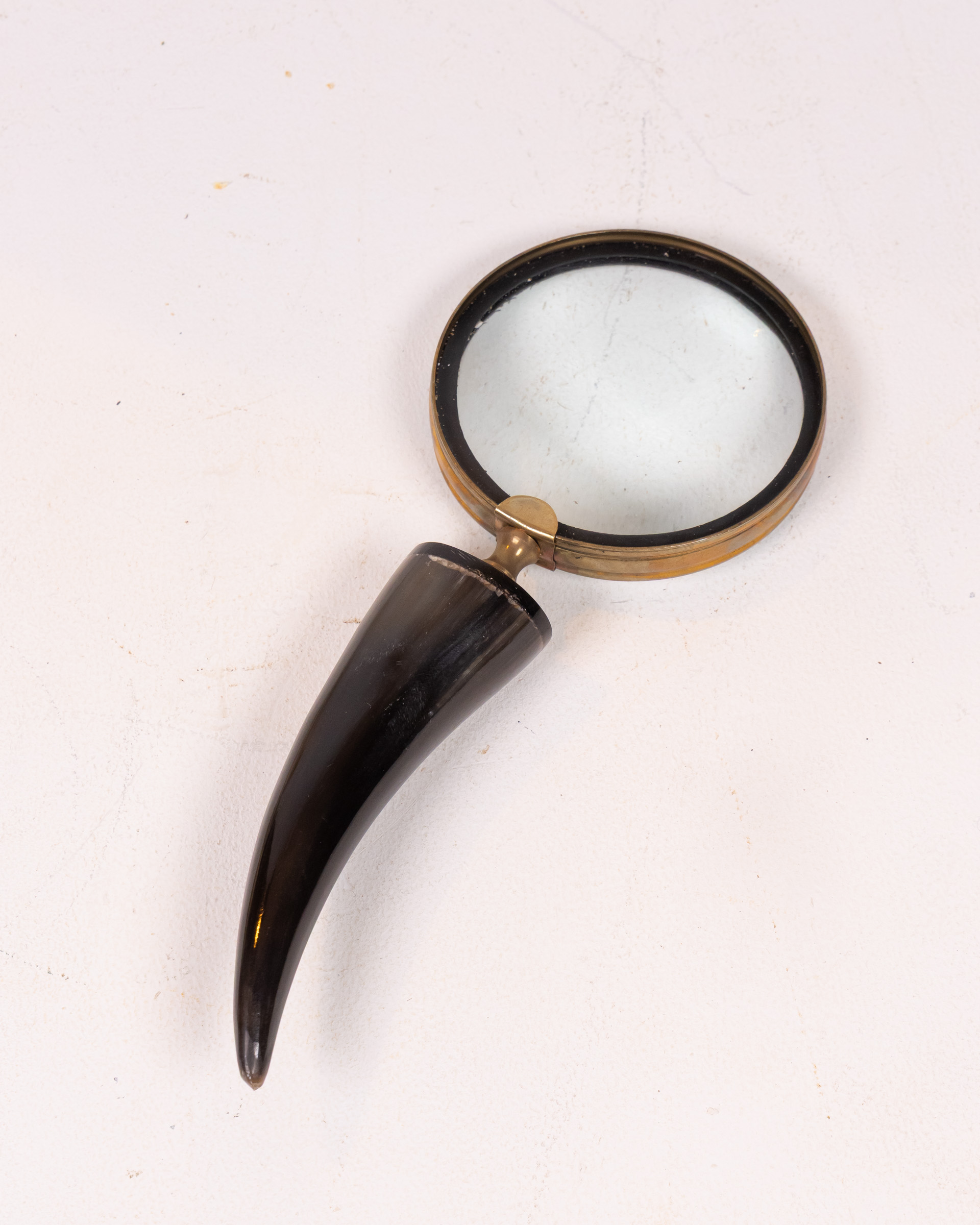 Vintage Brass Magnifying Glass with Horn Handle