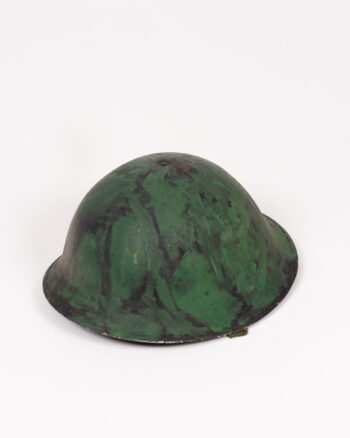 Vintage Metal Military Helmet with Chin Strap