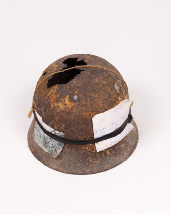 Vintage WWII Metal Helmet with Liner and Note