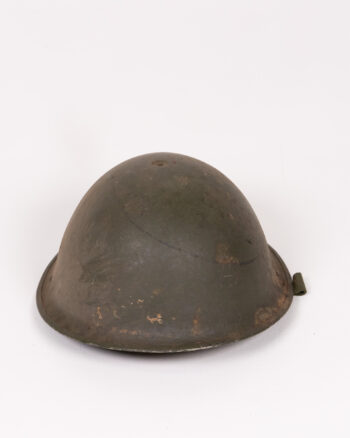 Vintage British Steel Military Turtle Helmet with Chinstrap