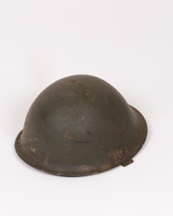 Vintage British Steel Military Turtle Helmet with Chinstrap