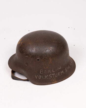 Vintage German M35 Steel Helmet with Volkssturm Marking