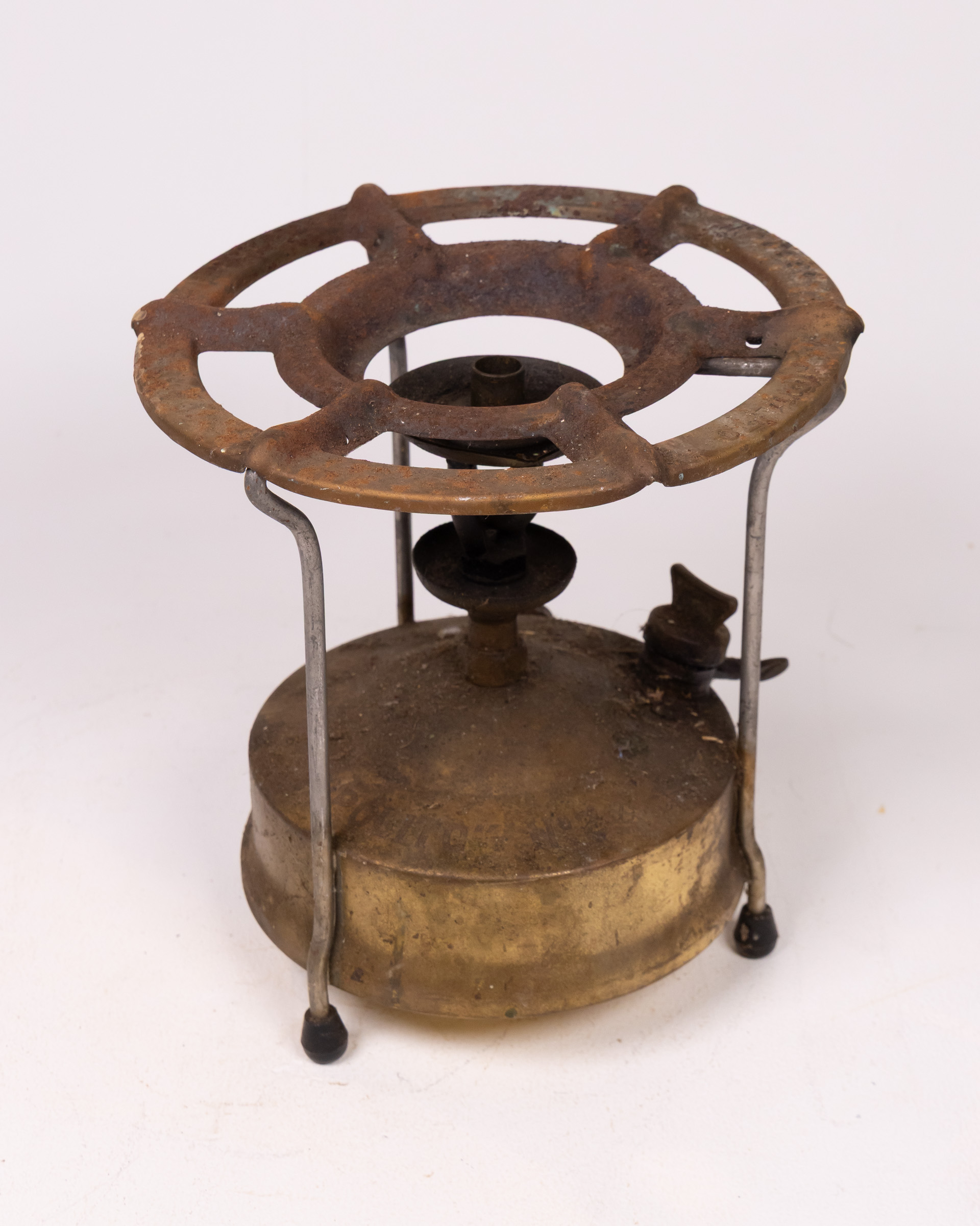 Vintage Brass Camping Stove with Trivet